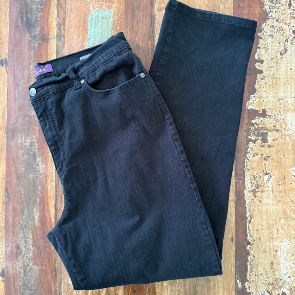 Gloria Vanderbilt Black Amanda Stretch Jeans‎ Embellished pockets Size 16 - Picture 3 of 7